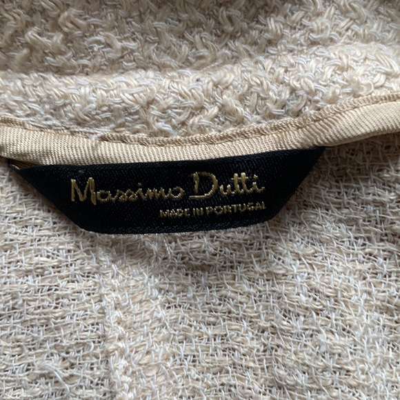 MASSIMO DUTTI Beige Open Front Belted 100% Linen Jacket - Picture 6 of 7